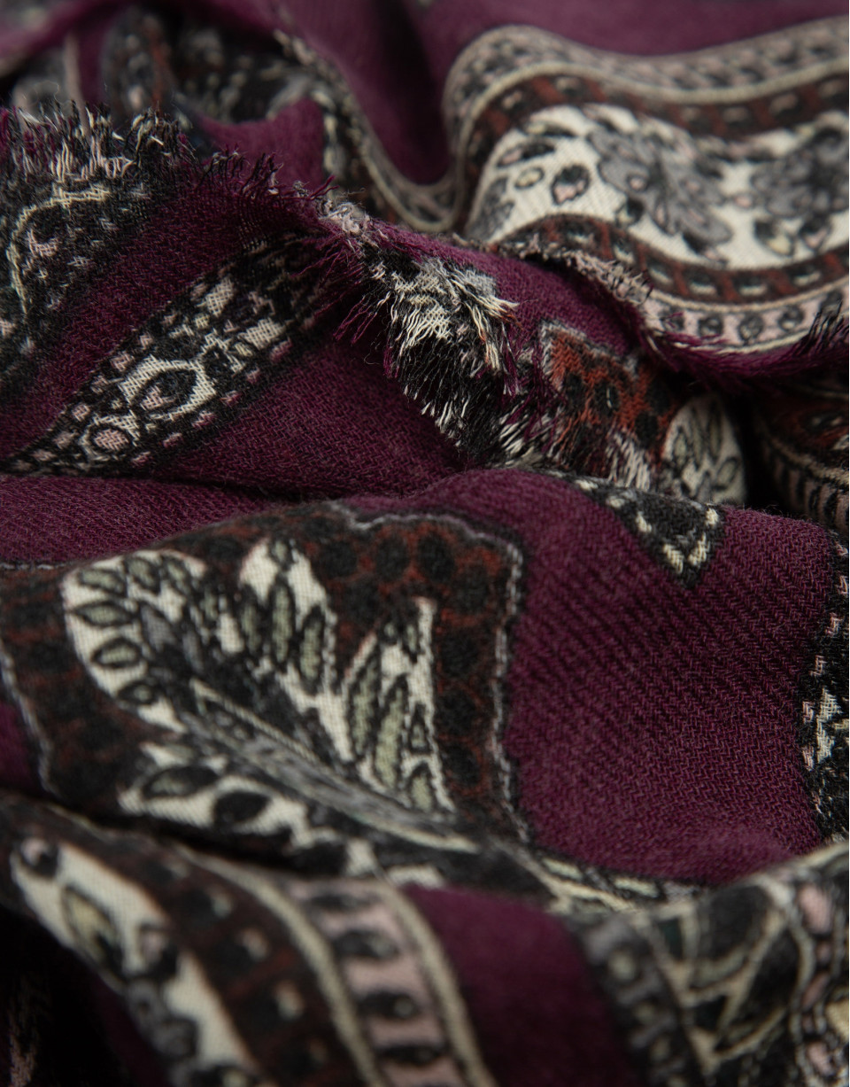 Cashmere wool scarf in plum/raw tones - Man | Roberto Verino
