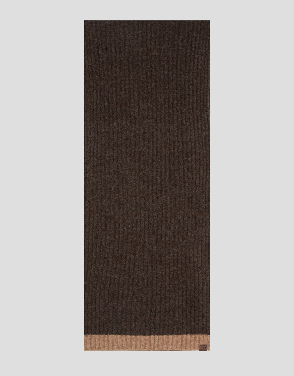 Brown scarf with ecru stripe - Man - AW2025 | Roberto Verino