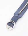 Wide navy blue leather belt