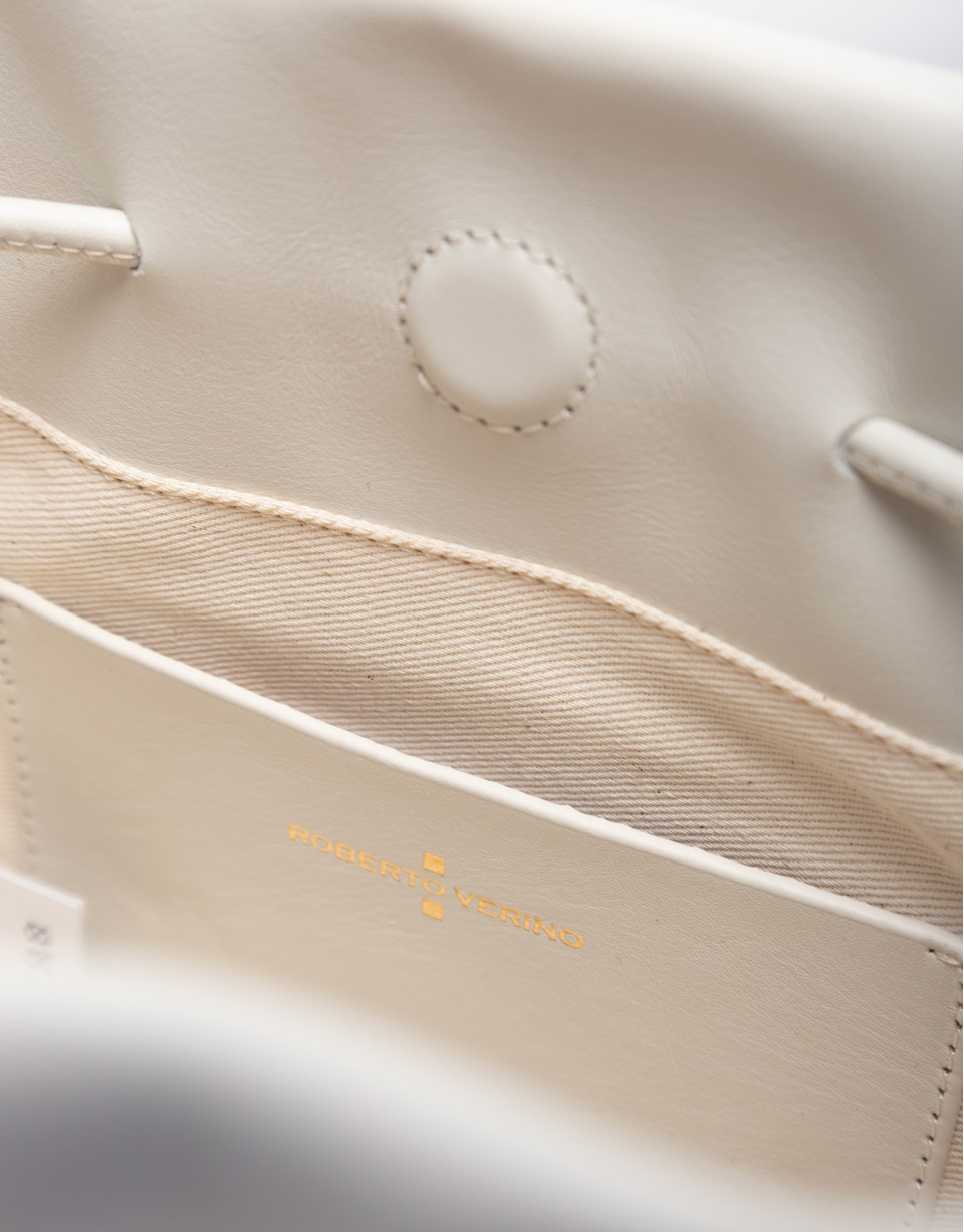 Daniela shoulder bag in ecru leather - Woman | Roberto Verino