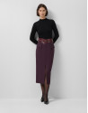 Straight midi skirt with front slit in aubergine | Roberto Verino
