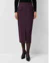 Straight midi skirt with front slit in aubergine | Roberto Verino
