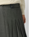 Falda midi recta con tablas delanteras gris | Roberto Verino