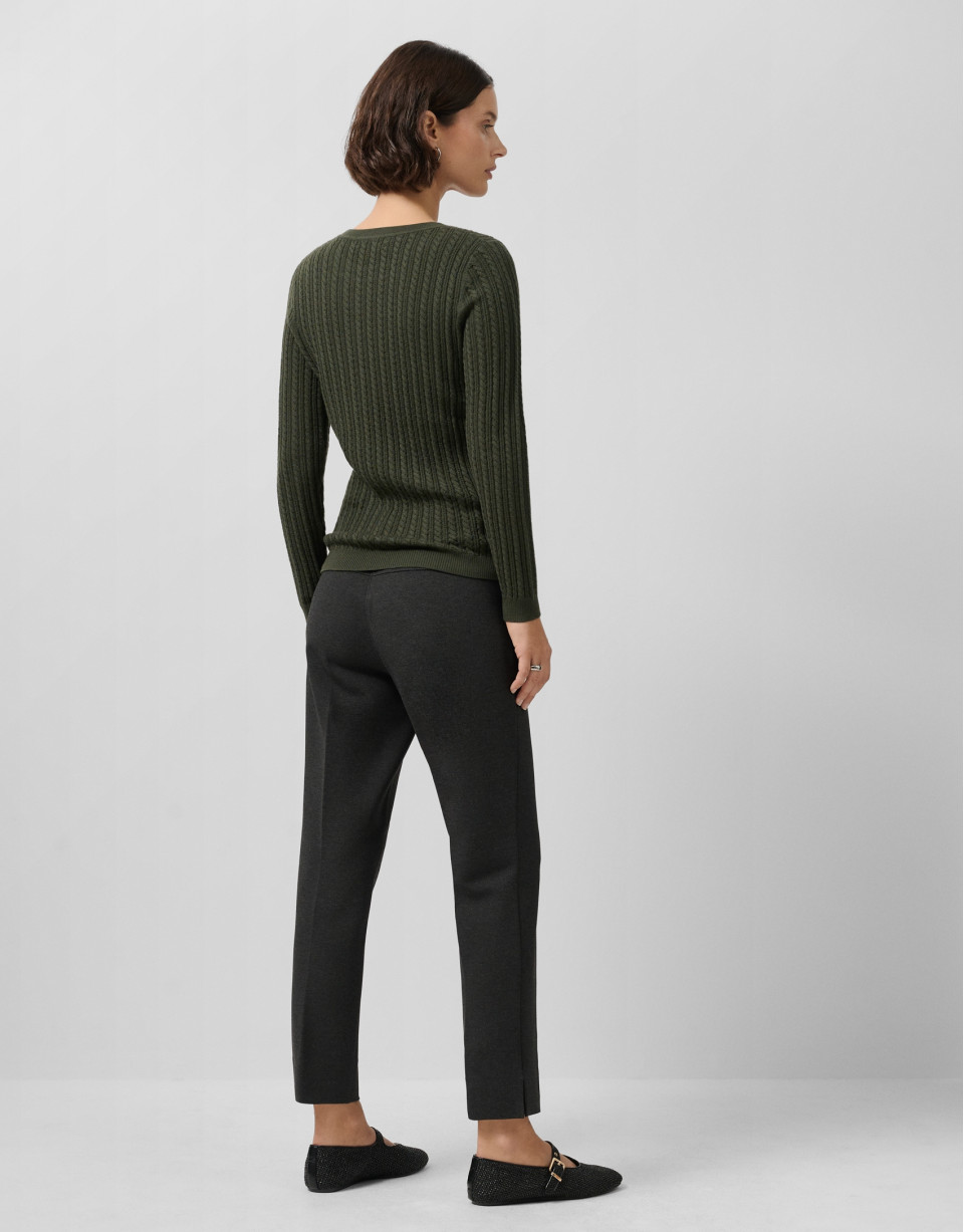 Gray stretch knit pants - Woman - AW2025 | Roberto Verino