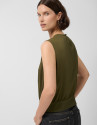 Sleeveless puffed blouse in green crepe - Woman | Roberto Verino