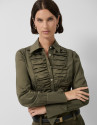 Dark green draped bib shirt - Woman - AW2025 | Roberto Verino