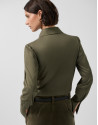 Camisa con pechera drapeada verde oscuro | Roberto Verino