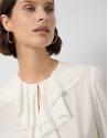 Ecru long-sleeved blouse with ruffle - Woman | Roberto Verino