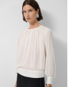 Blusa abullonada manga larga en crepé crudo | Roberto Verino