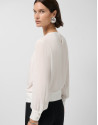 Long-sleeved puffed blouse in ecru crepe | Roberto Verino