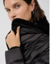 Short black quilted down jacket with fur collar | Roberto Verino