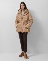 Camel short down jacket with hood - Woman | Roberto Verino