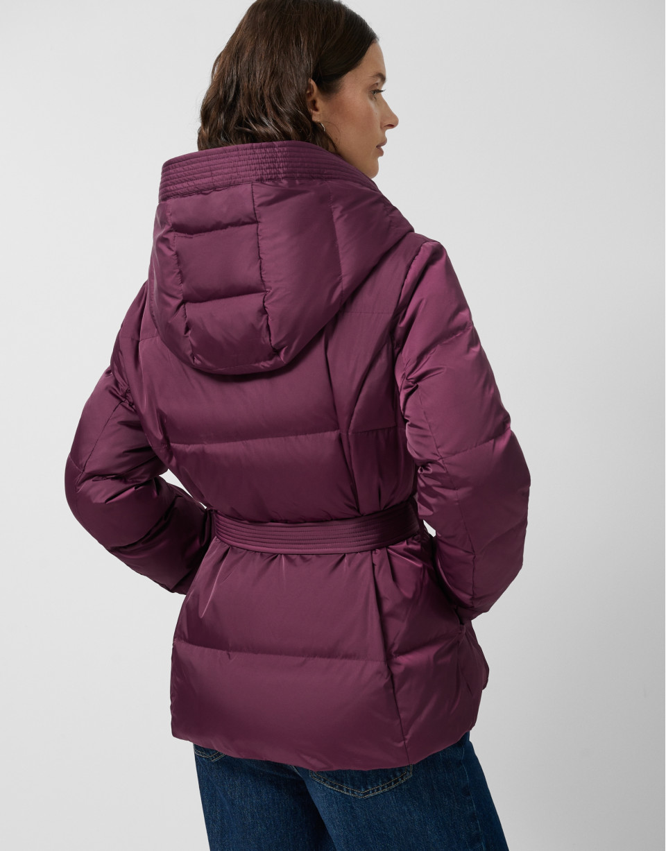 Plumifero corto con capucha berenjena - Mujer | Roberto Verino