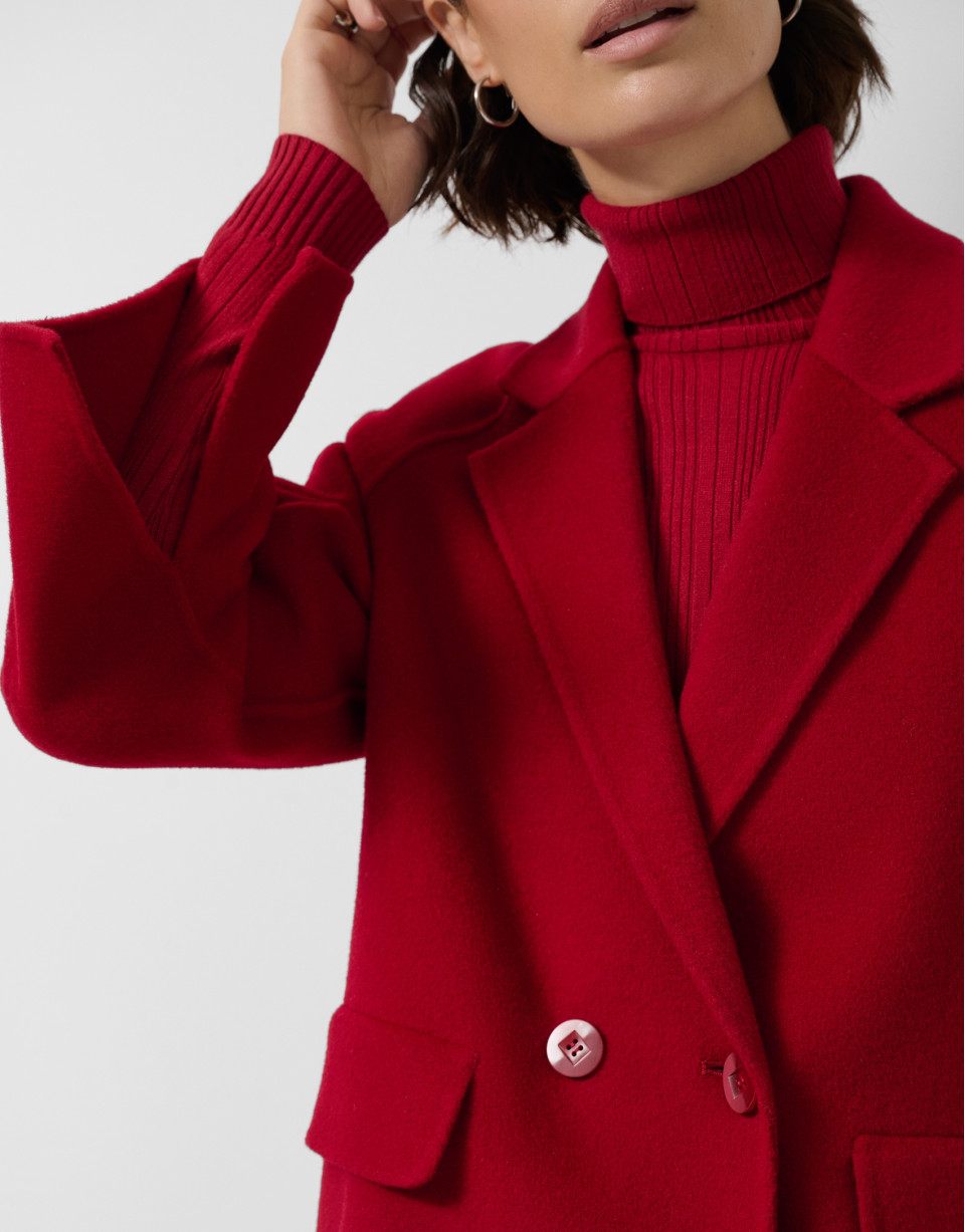 Red double-sided three-quarter length short coat | Roberto Verino
