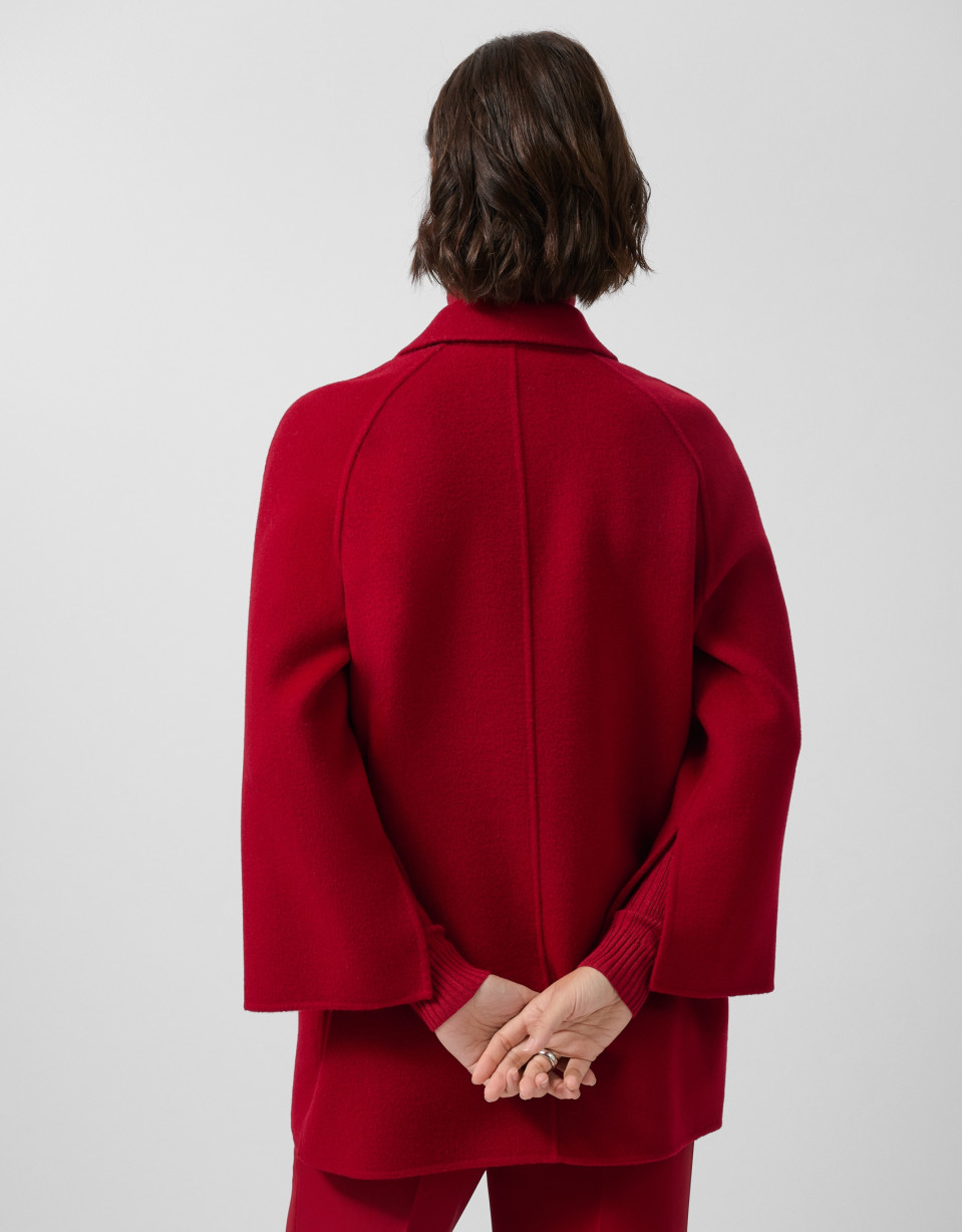Red double-sided three-quarter length short coat | Roberto Verino