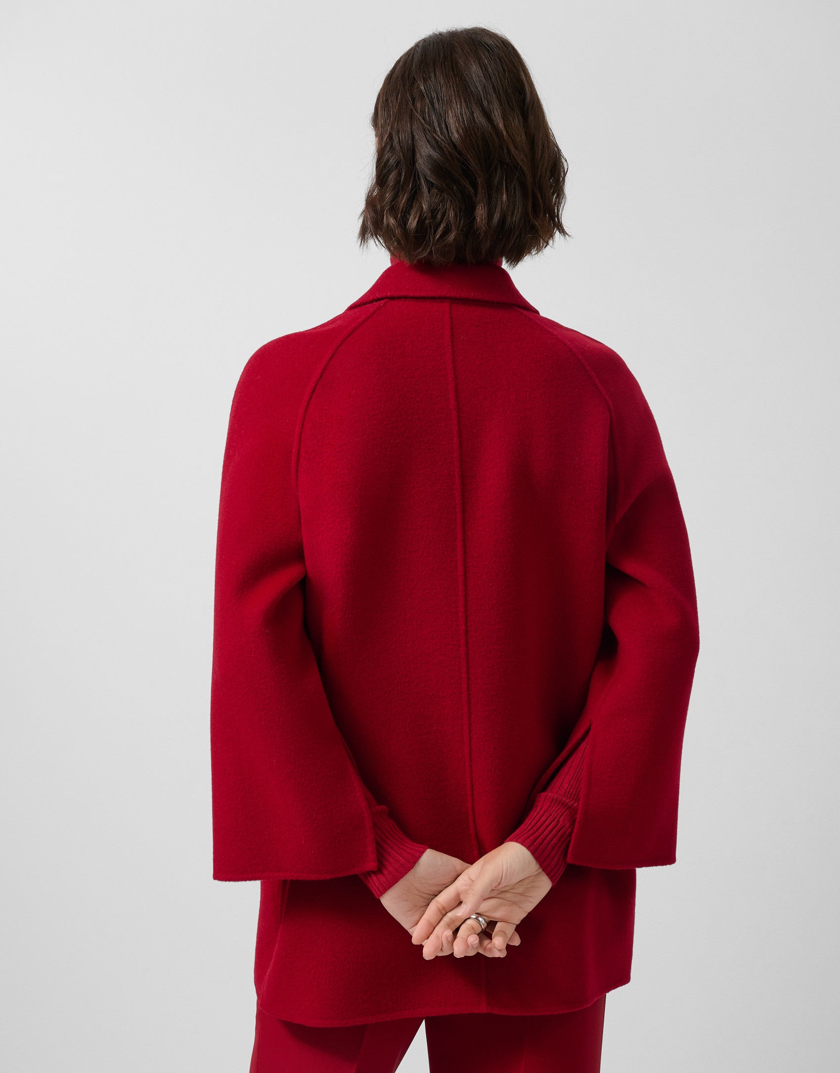 Red double-sided three-quarter length short coat | Roberto Verino
