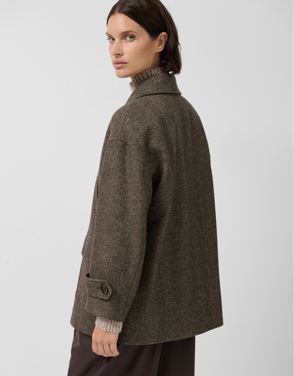 Brown herringbone three-quarter length ... | Roberto Verino