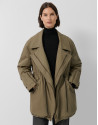 Long green hunting cotton jacket with quilted... | Roberto Verino