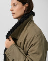 Long green hunting cotton jacket with quilted... | Roberto Verino
