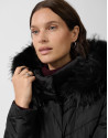 Long black down jacket with removable hood ... | Roberto Verino
