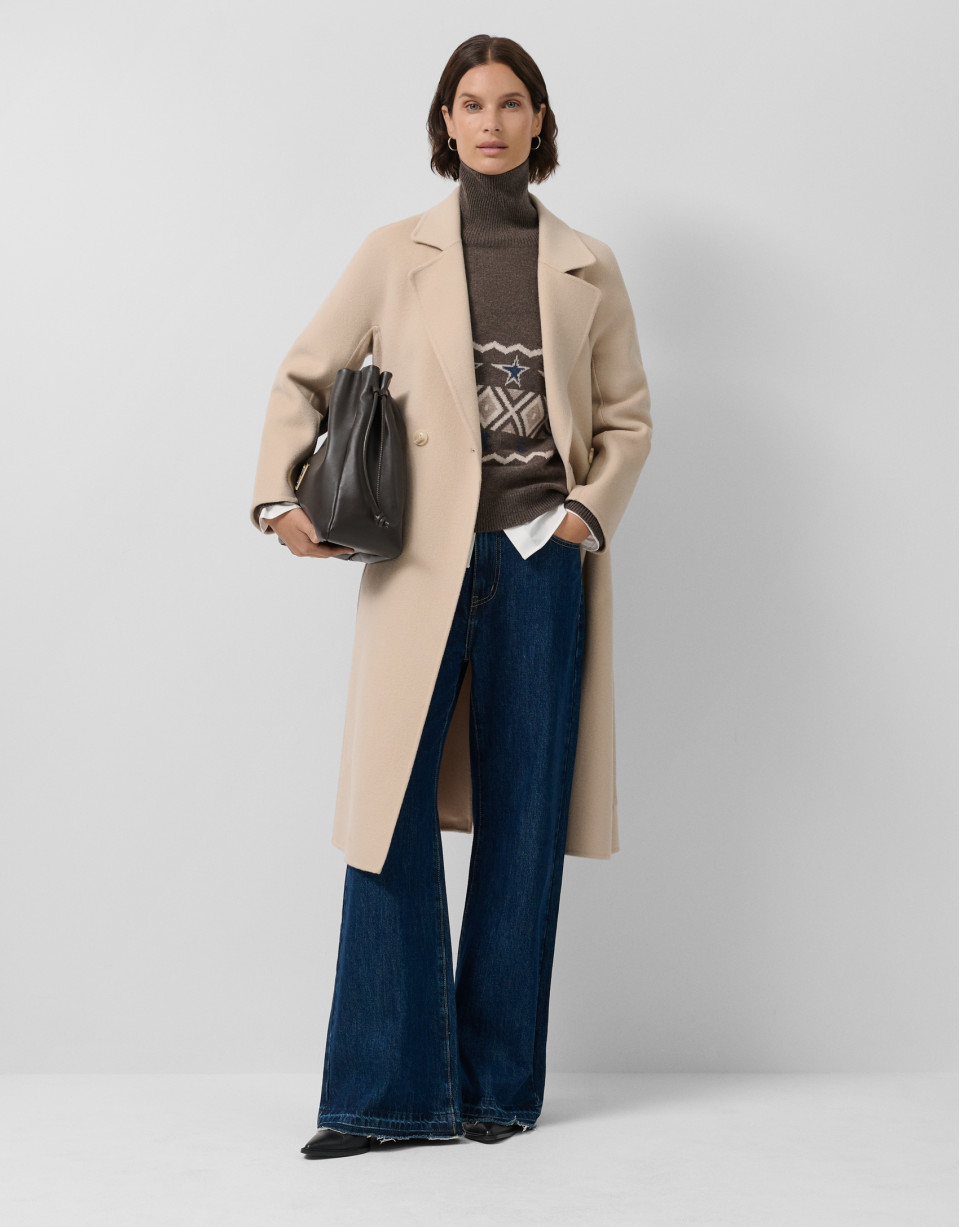 Abrigo largo oversize doble faz beige - Mujer | Roberto Verino