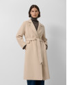Beige double-sided oversized long coat - Woman | Roberto Verino