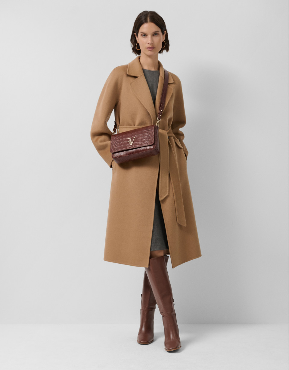 Camel double-sided oversized long coat - Woman | Roberto Verino