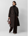 Long  light brown double-breasted coat - Woman | Roberto Verino