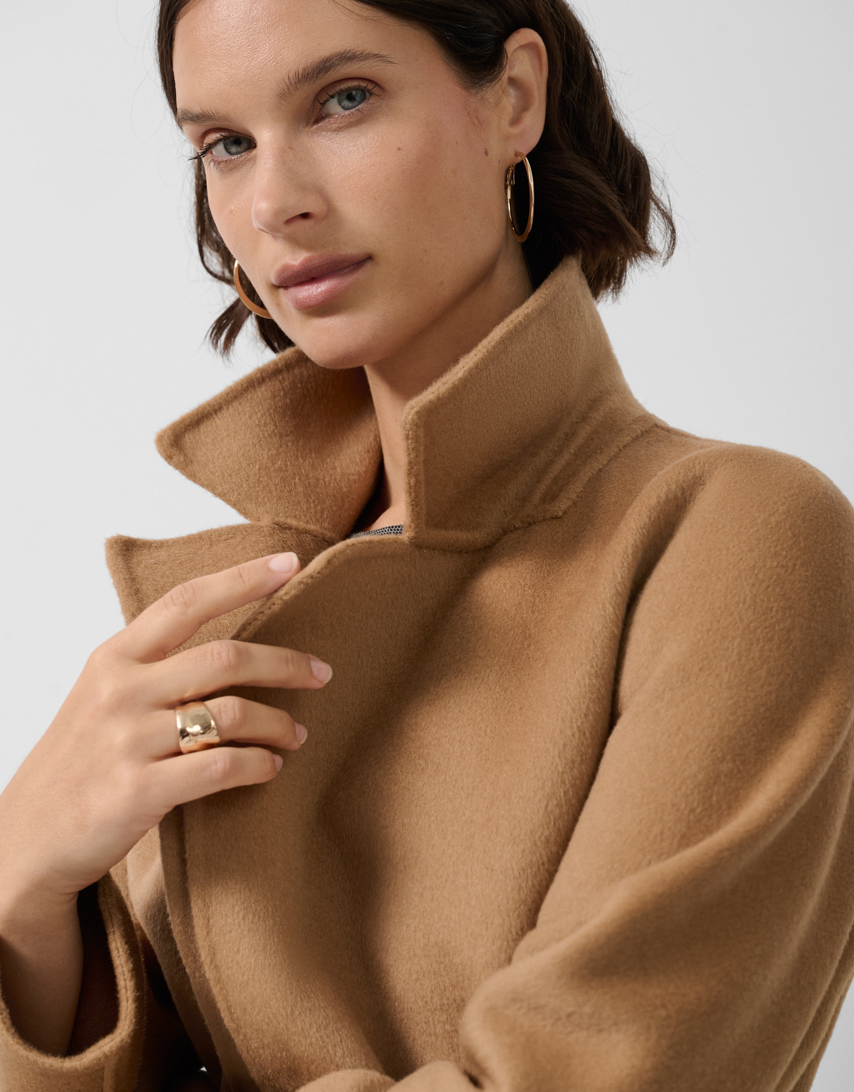 Camel double-sided oversized long coat - Woman | Roberto Verino