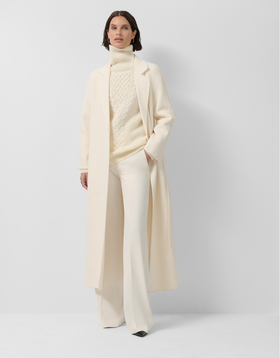 Long coat in white double-sided cloth - Woman | Roberto Verino