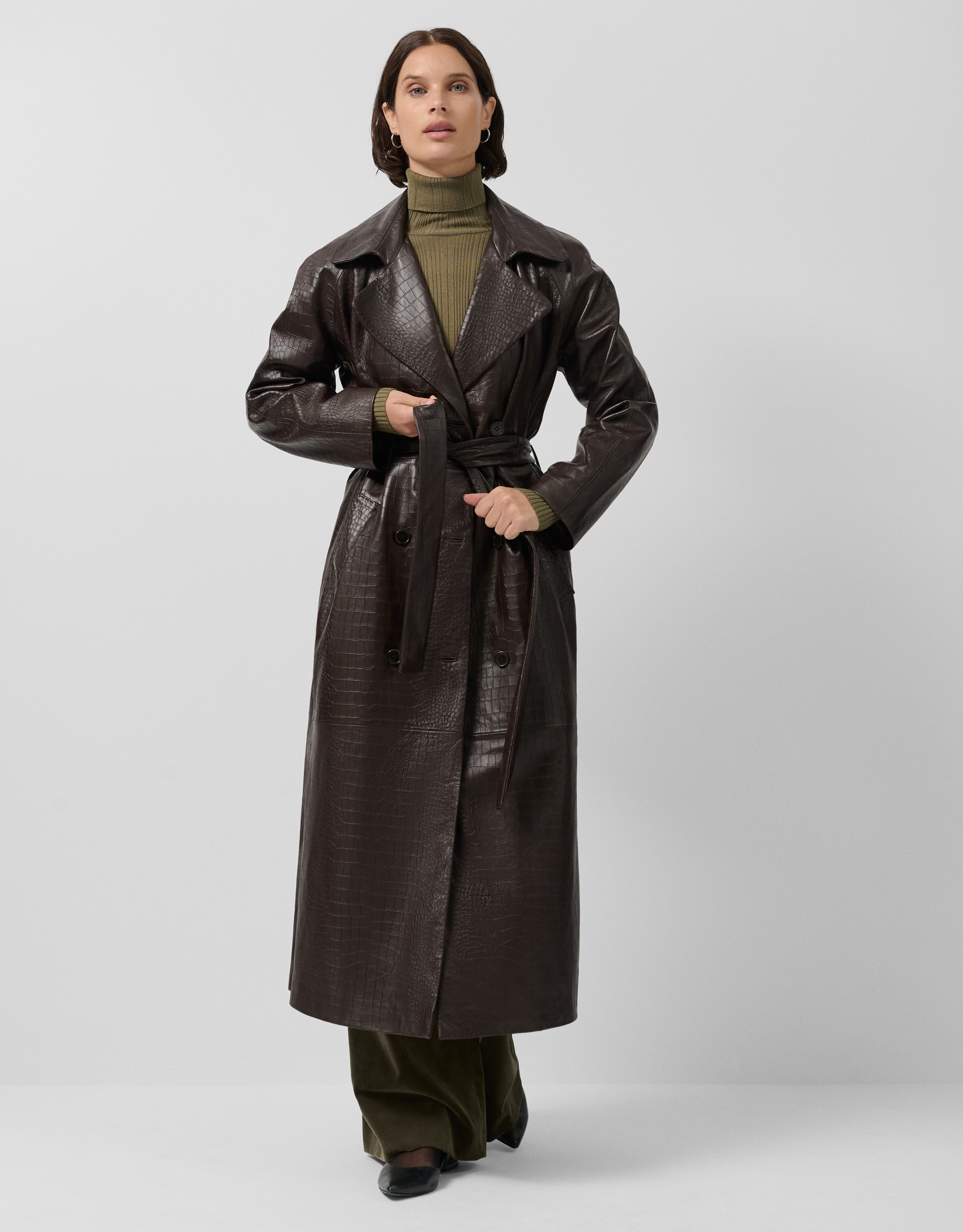 Gabardina larga napa marrón - Mujer - OI2025 | Roberto Verino