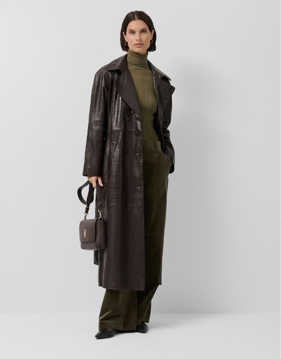 Gabardina larga napa marrón - Mujer - OI2025 | Roberto Verino