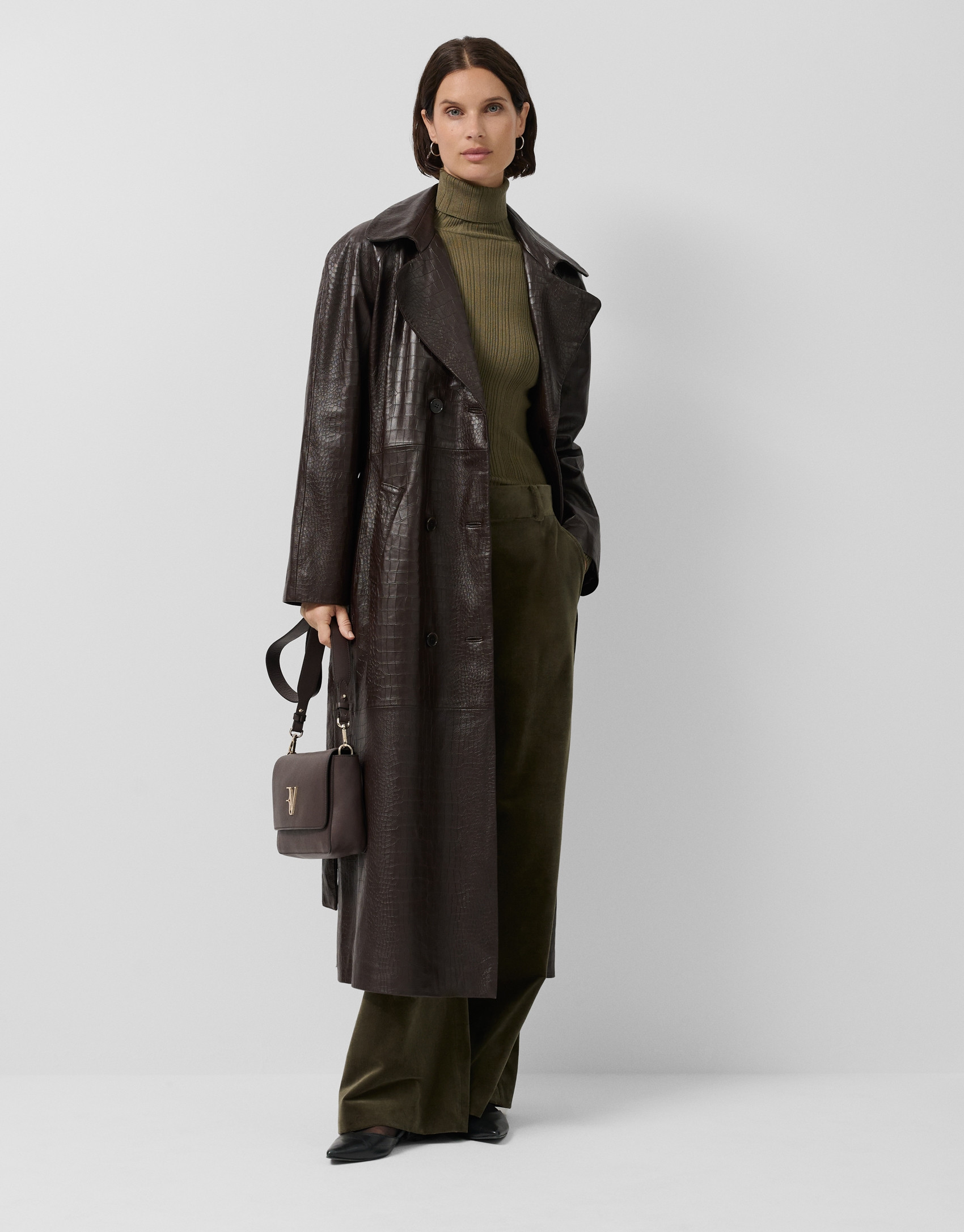 Gabardina larga napa marrón - Mujer - OI2025 | Roberto Verino