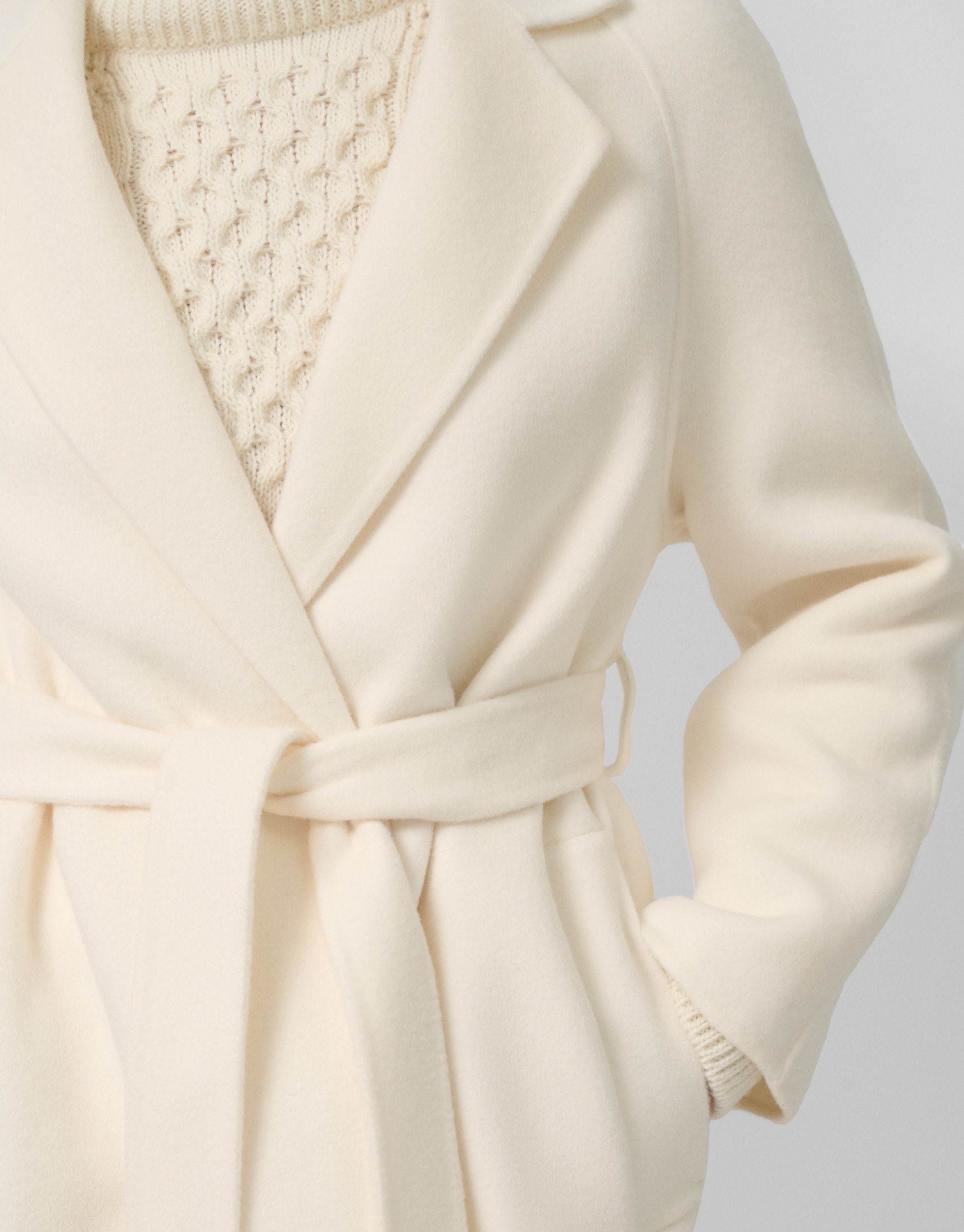 Long coat in white double-sided cloth - Woman | Roberto Verino