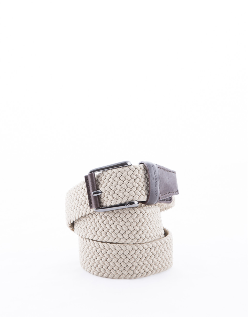 Beige ribbed braided belt 