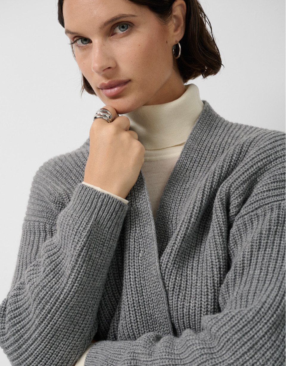 Chaqueta larga punto grueso gris - Mujer | Roberto Verino
