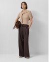 Beige openwork herringbone wool knit ... | Roberto Verino