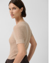 Beige openwork herringbone wool knit ... | Roberto Verino