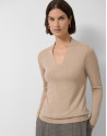 Beige fine gauge wool V-neck sweater - Woman | Roberto Verino