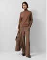 Camel wool turtleneck sweater in fine knit | Roberto Verino