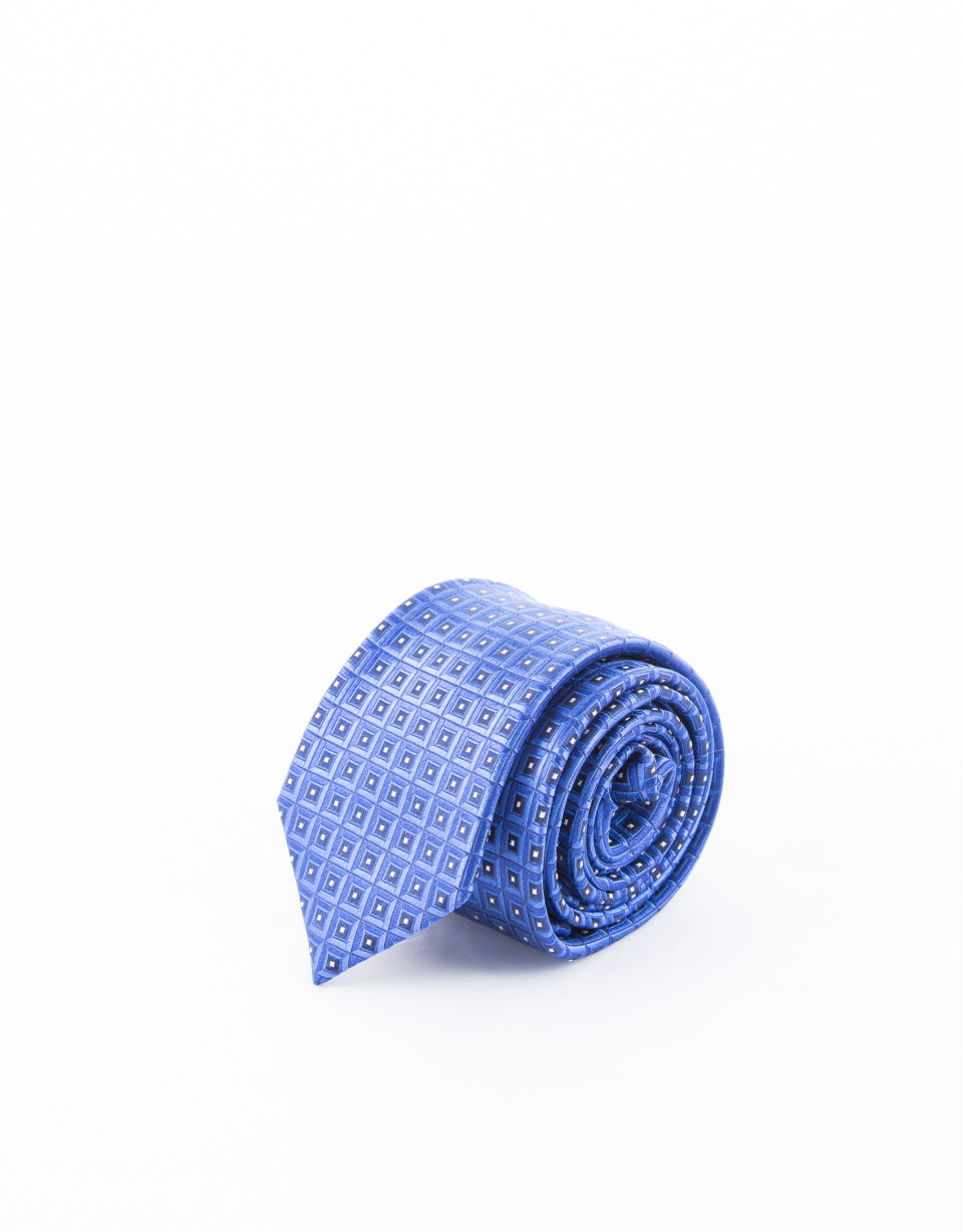 Tie with blue motifs