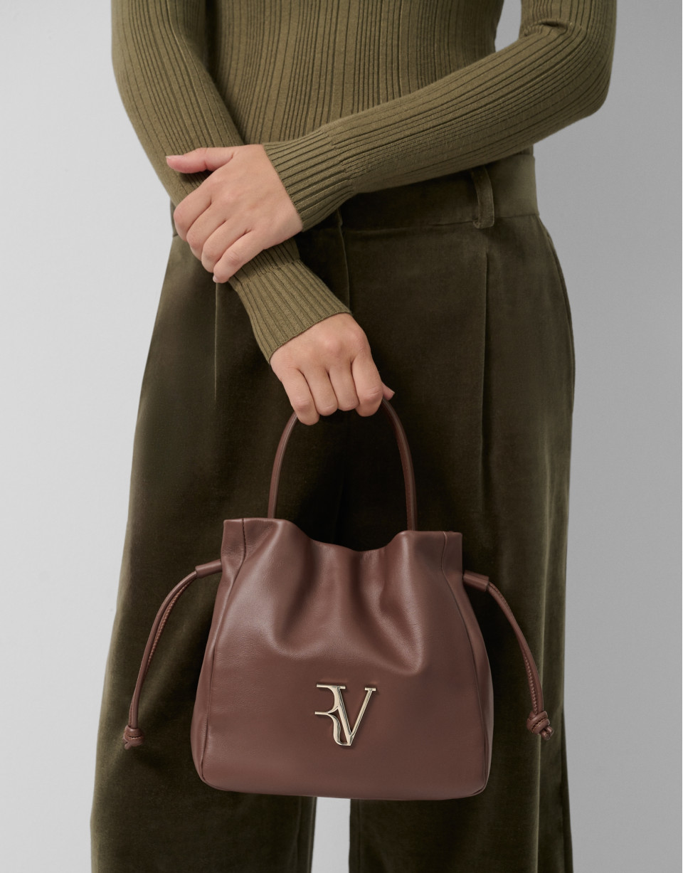 Daniela Midi brown leather handbag - Gifts | Roberto Verino