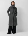 Long coat with a wraparound collar and grey wool | Roberto Verino