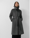 Long coat with a wraparound collar and grey wool | Roberto Verino