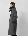 Long coat with a wraparound collar and grey wool | Roberto Verino