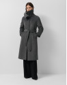 Long coat with a wraparound collar and grey wool | Roberto Verino
