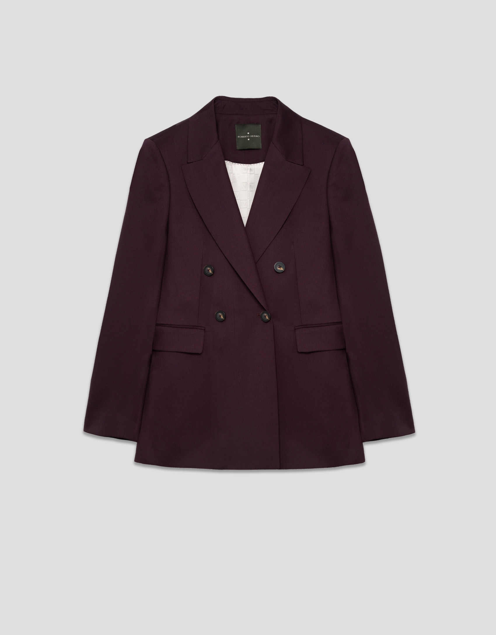 Burgundy wool double-breasted blazer | Roberto Verino