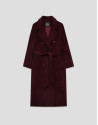 Long aubergine-coloured double-breasted coat | Roberto Verino
