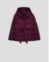 Aubergine short down jacket with hood - Woman | Roberto Verino