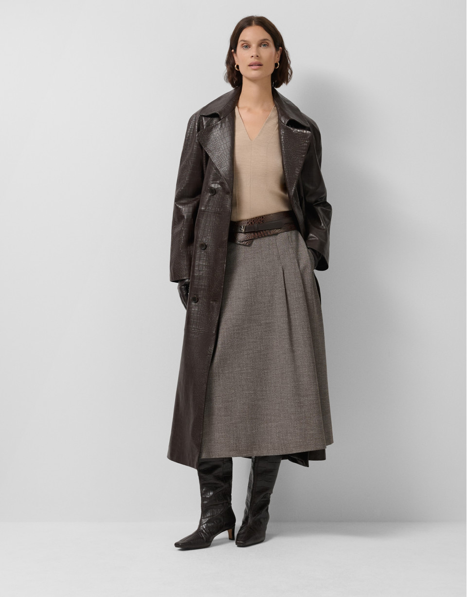 Long brown napa trench coat - Woman - AW2025 | Roberto Verino